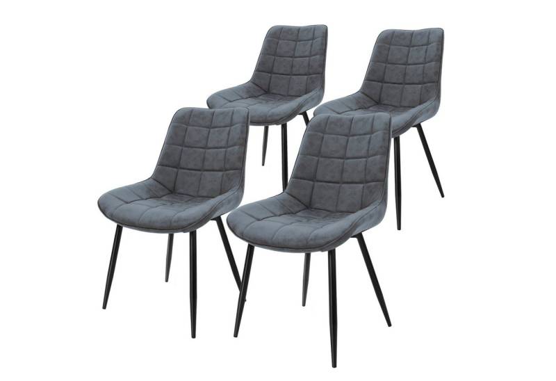 ML-DESIGN Stuhl Esszimmerstuhl mit Rückenlehne, Polsterstuhl mit Metallbeinen (4 St), Küchenstuhl Kunstlederbezug Anthrazit Ergonomischer Stuhl Polsterstuhl von ML-DESIGN