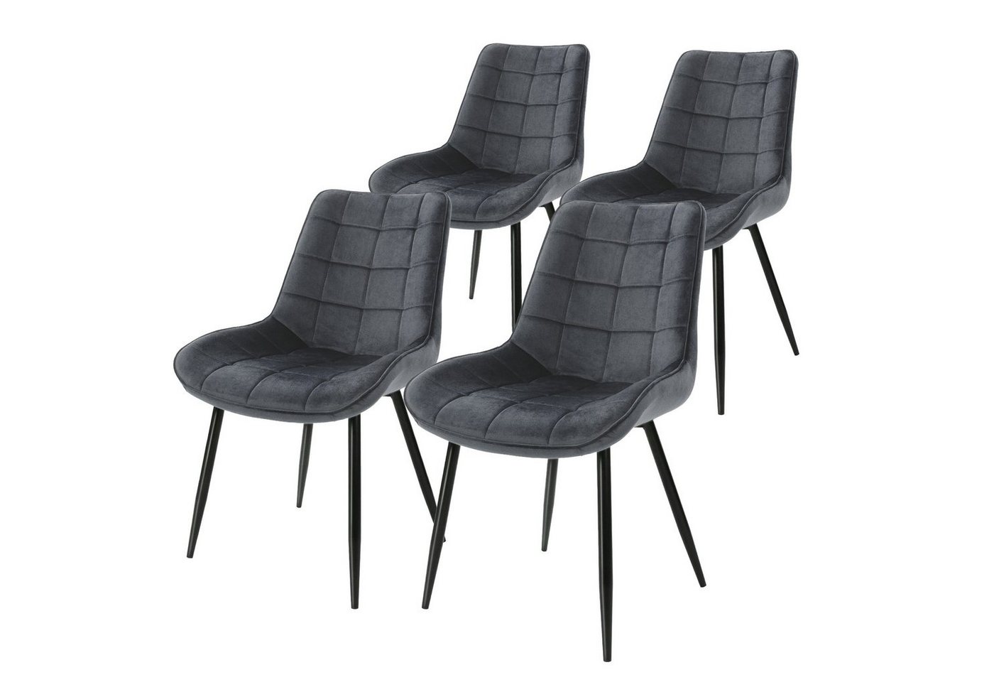 ML-DESIGN Stuhl Esszimmerstuhl mit Rückenlehne, Polsterstuhl mit Metallbeinen (4 St), Küchenstuhl Samtbezug Anthrazit Ergonomischer Stuhl Polsterstuhl von ML-DESIGN