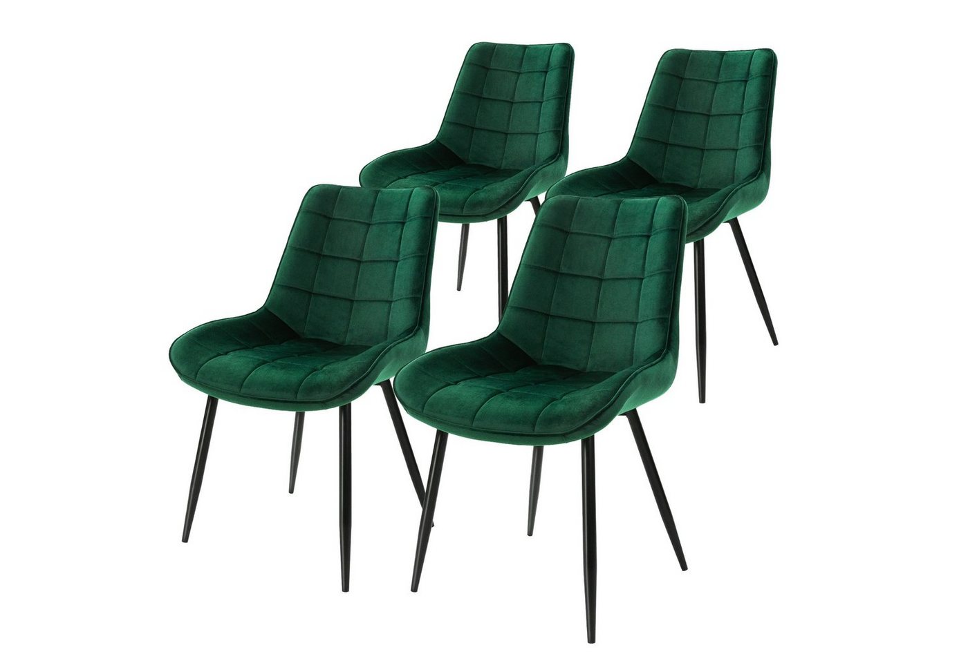 ML-DESIGN Stuhl Esszimmerstuhl mit Rückenlehne, Polsterstuhl mit Metallbeinen (4 St), Küchenstuhl Samtbezug Dunkelgrün Ergonomischer Stuhl Polsterstuhl von ML-DESIGN