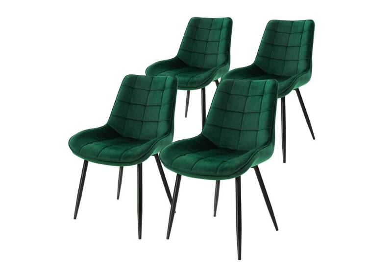 ML-DESIGN Stuhl Esszimmerstuhl mit Rückenlehne, Polsterstuhl mit Metallbeinen (4 St), Küchenstuhl Samtbezug Dunkelgrün Ergonomischer Stuhl Polsterstuhl von ML-DESIGN