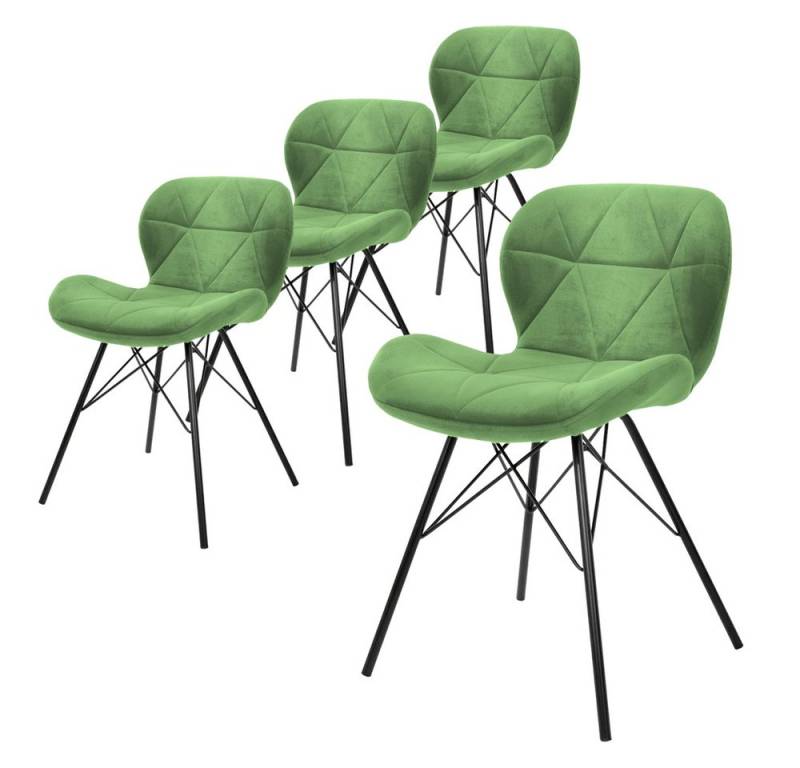ML-DESIGN Stuhl Esszimmerstuhl ergonomisch mit Rückenlehne, Metallbeinen Polsterstuhl (Komplett-Set, 4 St), Wohnzimmerstuhl Salbei Samtbezug Küchenstuhl Esstischstuhl von ML-DESIGN