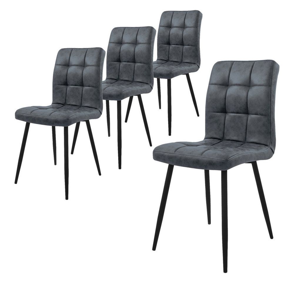 ML-DESIGN Polsterstuhl Esszimmerstuhl mit Rückenlehne moderne Esstischstühle mit Metallbeine (4 St), Ergonomischer Stuhl Anthrazit Kunstleder Wohnzimmerstuhl Küchenstuhl von ML-DESIGN