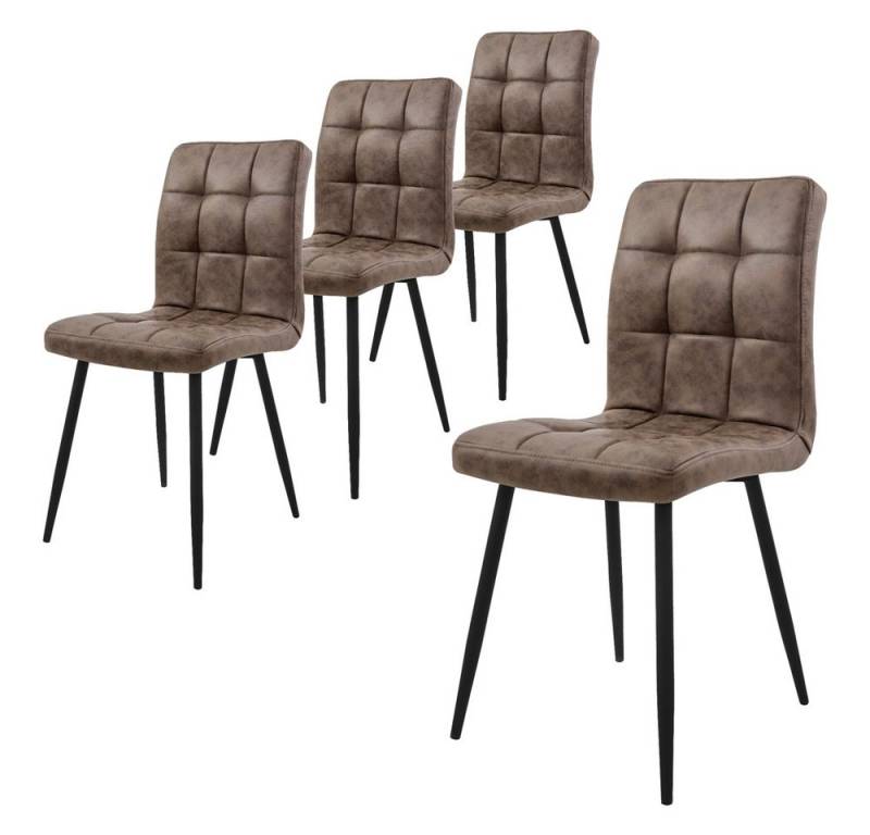 ML-DESIGN Stuhl Esszimmerstuhl mit Rückenlehne Polsterstuhl mit Metallbeine (4 St), Ergonomischer Stuhl Braun Kunstleder Wohnzimmerstuhl Küchenstuhl von ML-DESIGN
