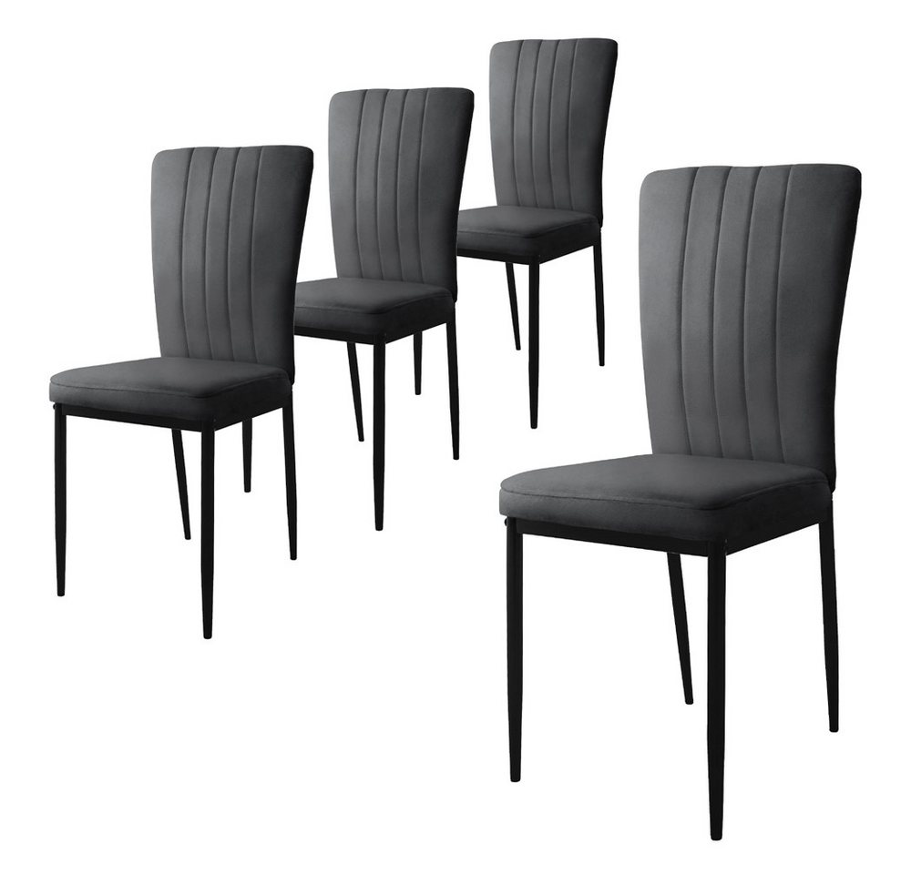 ML-DESIGN Stuhl Esszimmerstuhl mit Rückenlehne Samtbezug & Metallbeinen Küchenstühl (4 St), Polsterstuhl ergonomisch Esstisch-Stuhl Wohnzimmerstuhl von ML-DESIGN