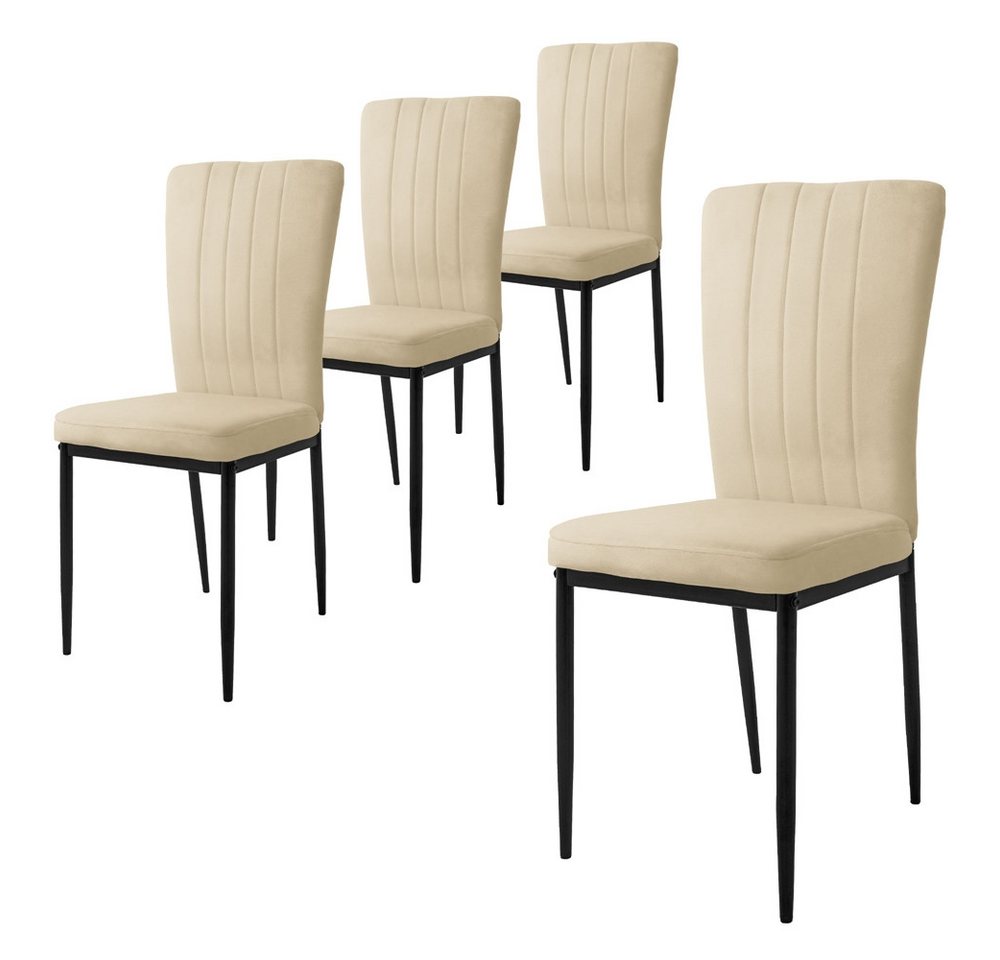 ML-DESIGN Stuhl Esszimmerstuhl mit Rückenlehne Samtbezug & Metallbeinen Küchenstühl (4 St), Polsterstuhl ergonomisch Esstisch-Stuhl Wohnzimmerstuhl von ML-DESIGN