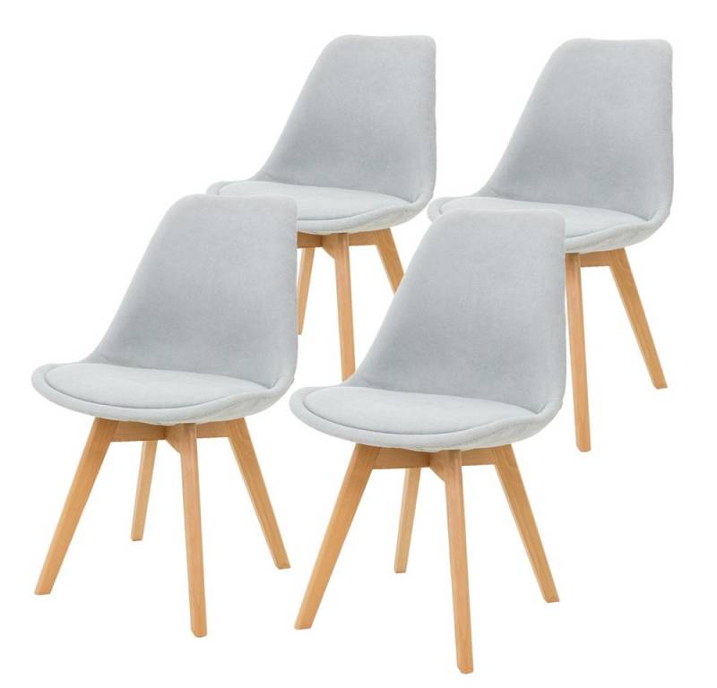 ML-DESIGN Stuhl Esszimmerstuhl mit Rückenlehne & Holzbeinen Skandinavischer Stil (4 St), Wohnzimmerstuhl Grau, Leinenbezug Küchenstuhl Esstischstuhl von ML-DESIGN