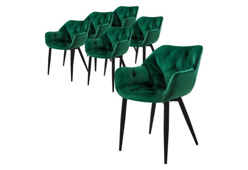 ML-DESIGN Stuhl Esszimmerstuhl mit Rückenlehnen und Armlehnen aus Samt mit Metallbeine (6 St), Ergonomischer Sessel Dunkelgrün Wohnzimmerstuhl Polsterstuhl von ML-DESIGN