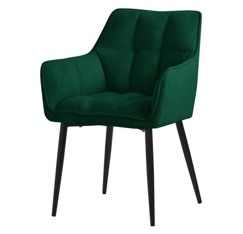 ML-DESIGN Stuhl Esszimmerstuhl mit dickem gepolsterter Sitz, Rücken- und Armlehnen (1 St), Wohnzimmerstuhl aus Frotteestoff Dunkelgrün Loungesessel Polsterstuhl von ML-DESIGN