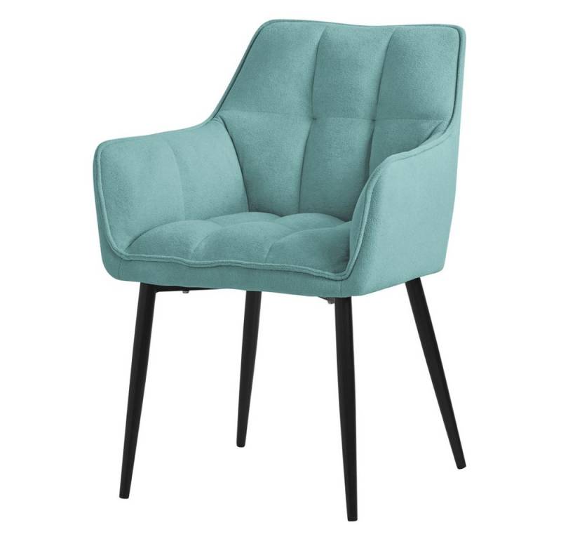 ML-DESIGN Stuhl Esszimmerstuhl mit dickem gepolsterter Sitz, Rücken- und Armlehnen (1 St), Wohnzimmerstuhl aus Frotteestoff Petrol Loungesessel Polsterstuhl von ML-DESIGN