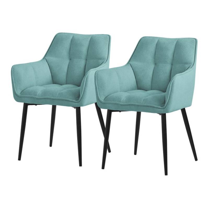 ML-DESIGN Stuhl Esszimmerstuhl mit dickem gepolsterter Sitz, Rücken- und Armlehnen (2 St), Wohnzimmerstuhl aus Frotteestoff Petrol Loungesessel Polsterstuhl von ML-DESIGN