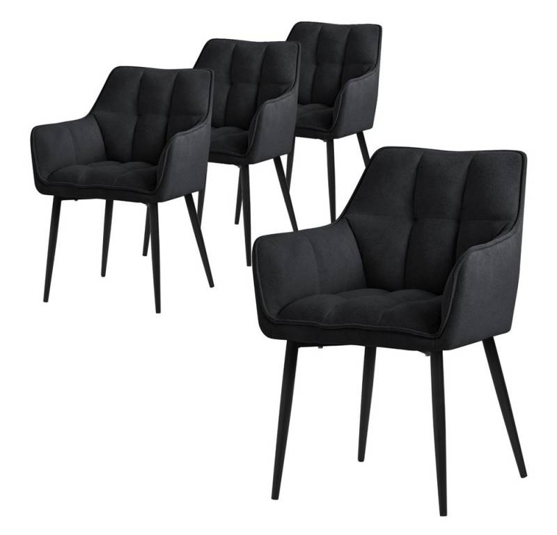 ML-DESIGN Stuhl Esszimmerstuhl mit dickem gepolsterter Sitz, Rücken- und Armlehnen (4 St), Wohnzimmerstuhl aus Frotteestoff Blau Loungesessel Polsterstuhl von ML-DESIGN