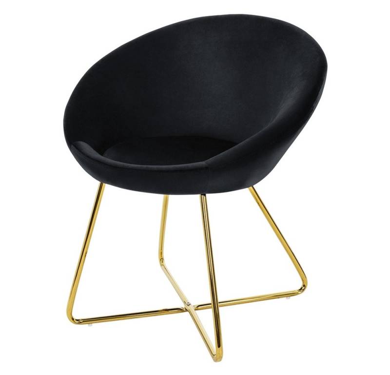 ML-DESIGN Stuhl Samtstuhl Esszimmerstuhl & Wohnzimmerstuhl mit goldenen Metallbeinen (1 St), Design Lounge Polsterstuhl Clubsessel Esstisch Samt Schwarz von ML-DESIGN