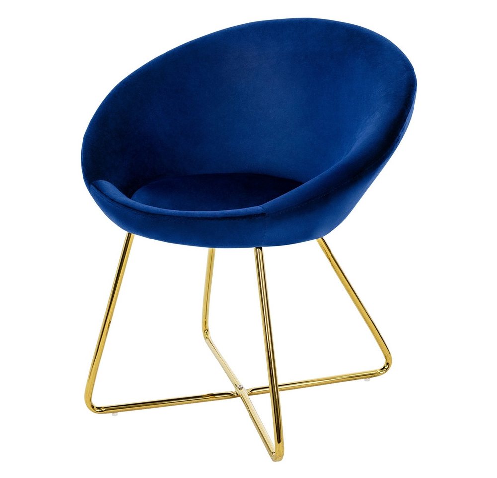 ML-DESIGN Stuhl Samtstuhl Esszimmerstuhl & Wohnzimmerstuhl mit goldenen Metallbeinen (Komplett-Set, 1 St), Design Lounge Polsterstuhl Clubsessel Esstisch Samt Blau von ML-DESIGN