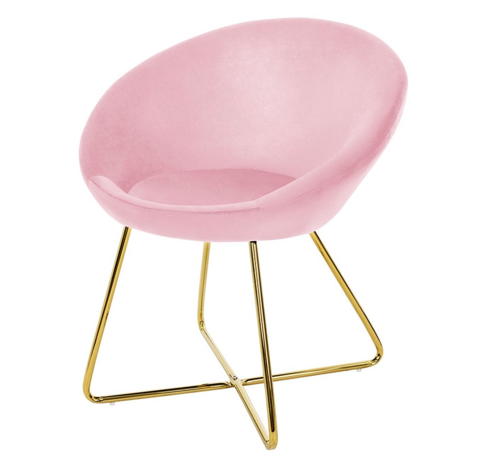 ML-DESIGN Stuhl Samtstuhl Esszimmerstuhl & Wohnzimmerstuhl mit goldenen Metallbeinen (Komplett-Set, 1 St), Design Lounge Polsterstuhl Clubsessel Esstisch Samt Rosa von ML-DESIGN