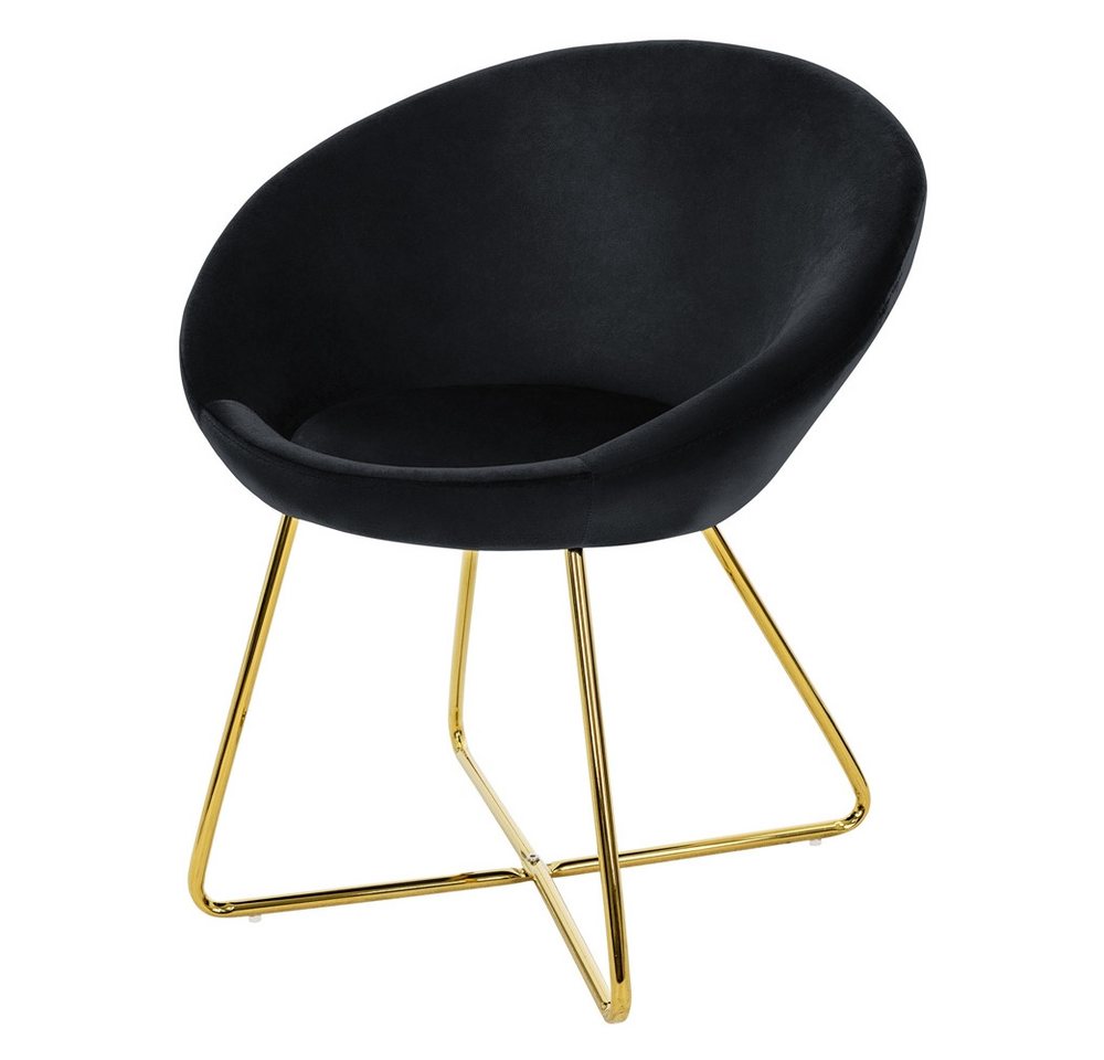 ML-DESIGN Stuhl Samtstuhl Esszimmerstuhl & Wohnzimmerstuhl mit goldenen Metallbeinen (Komplett-Set, 1 St), Design Lounge Polsterstuhl Clubsessel Esstisch Samt Schwarz von ML-DESIGN