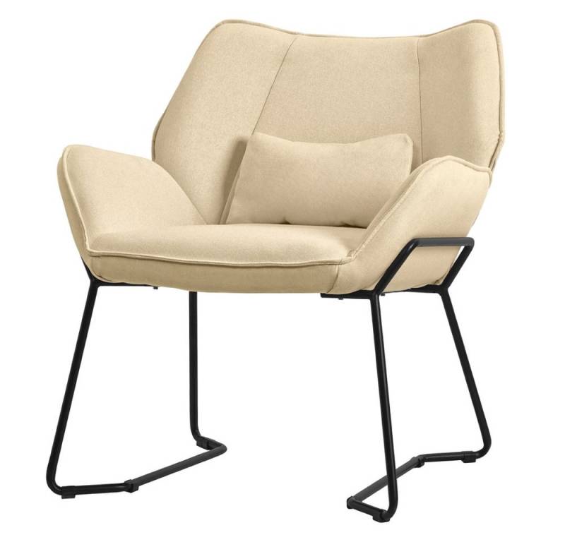 ML-DESIGN Stuhl Wohnzimmersessel komfortabler Polsterstuhl Lounge Sessel Akzentstuhl, Cocktailsessel + Rückenkissen ergonomischer Komfortsessel Leinenbezug von ML-DESIGN