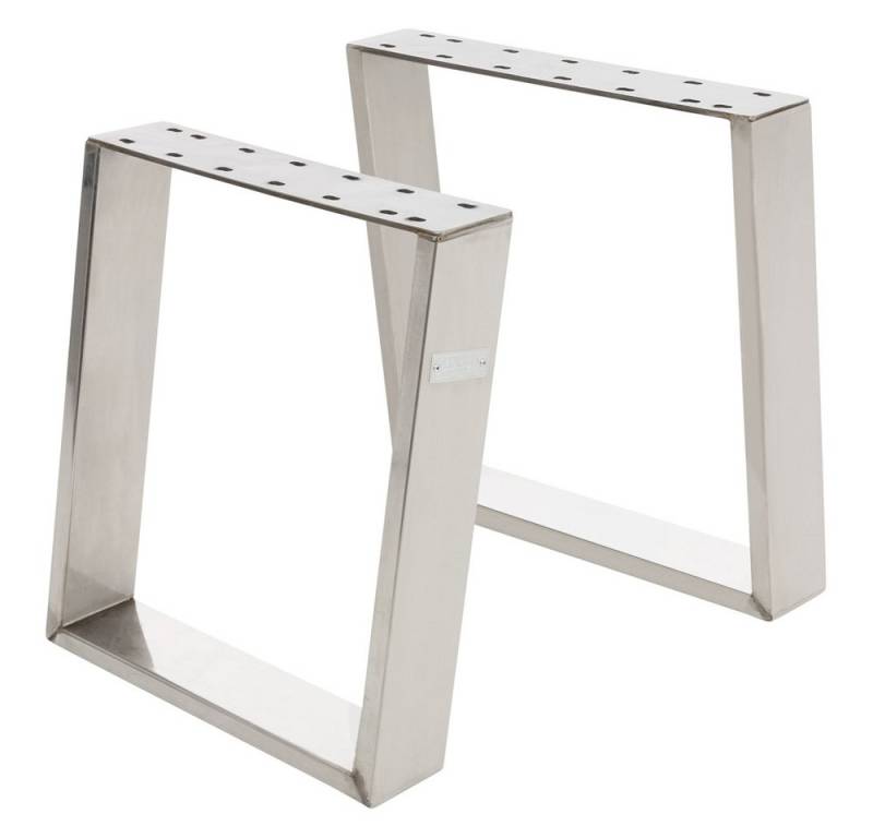 ML-DESIGN Tischbein 2er Set Tischkufen 80GRAD Neigung aus Stahl Profil 8x2, Tischgestell 40x43 cm Silber Schräge Metall Möbelfüße von ML-DESIGN