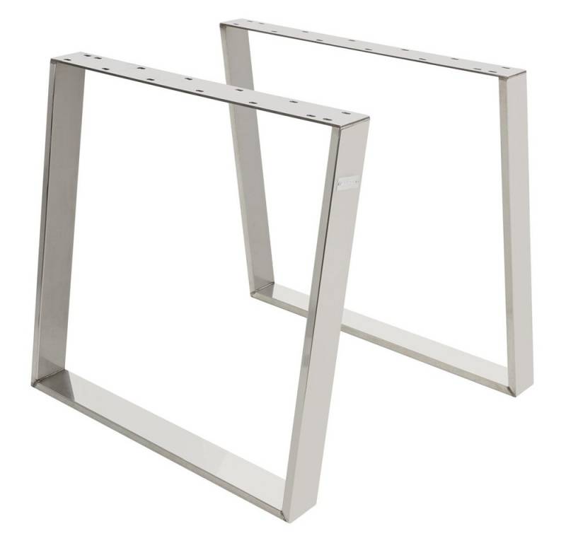 ML-DESIGN Tischbein 2er Set Tischkufen 80GRAD Neigung aus Stahl Profil 8x2, Tischgestell 75x72 cm Silber Schräge Metall Möbelfüße von ML-DESIGN