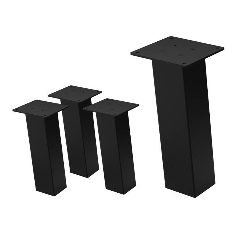ML-DESIGN Tischbein 4er Set Tischbeine schräg Möbelfüße und Tischgestell aus Stahl, Bankkufen I-Design 30cm Schwarz glänzend Möbelbeine 96° Neigung von ML-DESIGN