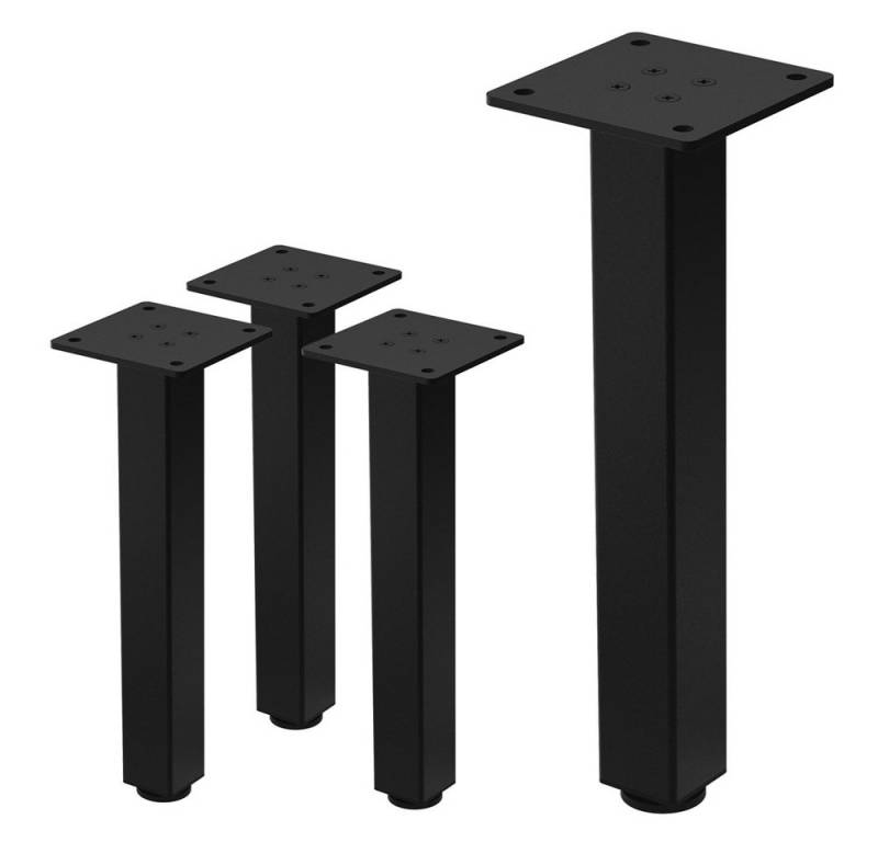ML-DESIGN Tischbein 4er Set Tischkufen I-Design Möbelfüße und Tischgestell aus Stahl, 4er Set Bankkufen 30cm Schwarz glänzend eckig Möbelbeine von ML-DESIGN