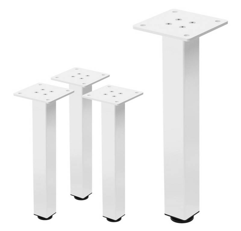 ML-DESIGN Tischbein 4er Set Tischkufen I-Design Möbelfüße und Tischgestell aus Stahl, 4er Set Bankkufen 30cm Weiß glänzend eckig Möbelbeine von ML-DESIGN