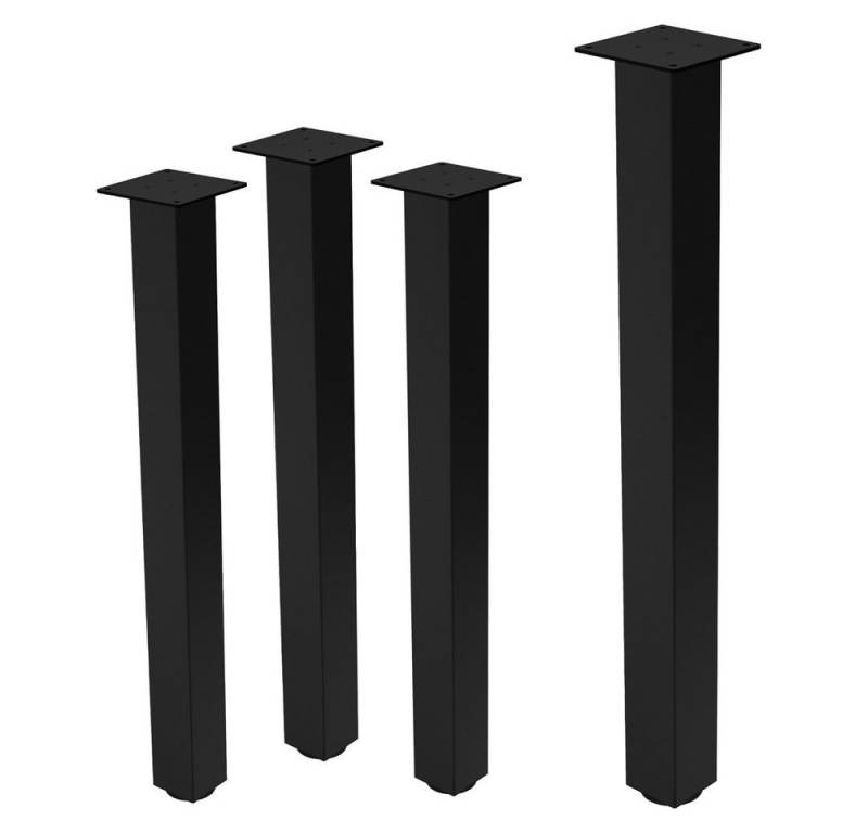 ML-DESIGN Tischbein 4er Set Tischkufen I-Design Stahl eckig 8x8 cm Verstellbare Bankkufen, 4er Set I-Design 90cm Schwarz glänzend Stahl eckig Profil 8x8cm von ML-DESIGN