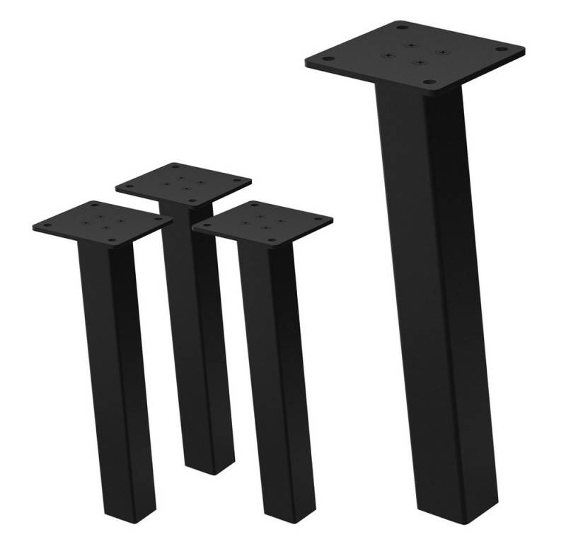 ML-DESIGN Tischbein 4er Set Tischkufen schräg Möbelfüße und Tischgestell aus Stahl I-Form, Bankkufen 30cm Schwarz glänzend Möbelbeine 96° Neigung von ML-DESIGN