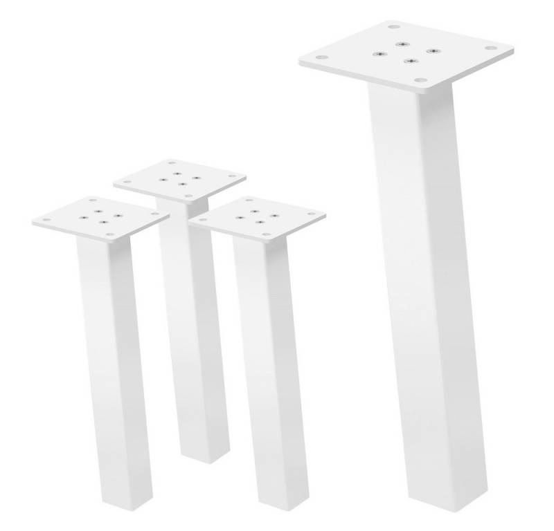 ML-DESIGN Tischbein 4er Set Tischkufen schräg Möbelfüße und Tischgestell aus Stahl I-Form, Bankkufen 30cm Weiß glänzend Möbelbeine 96° Neigung von ML-DESIGN