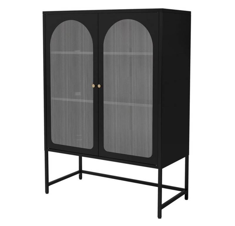 ML-DESIGN Vitrine Buffet Küchenschrank Vitrinenschrank für Geschirr Stauraumvitrine Wohnzimmer Vitrine Standschrank Metall Schrank Kommode Bücherschrank von ML-DESIGN