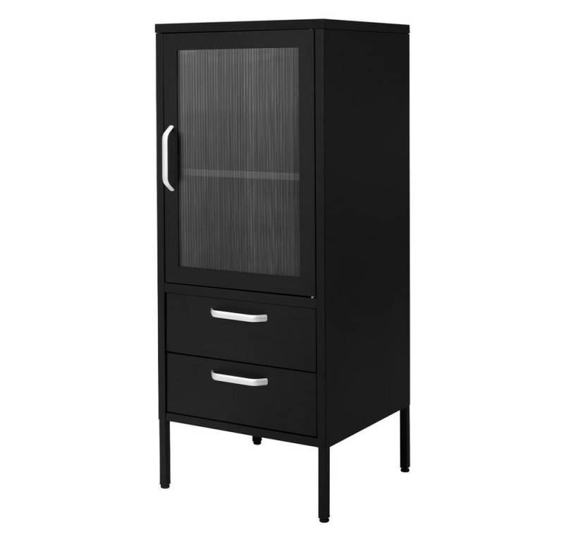 ML-DESIGN Vitrine Buffet Küchenschrank Vitrinenschrank für Geschirr Stauraumvitrine Wohnzimmer Vitrine Standschrank Metall Aktenschrank Bücherschrank von ML-DESIGN