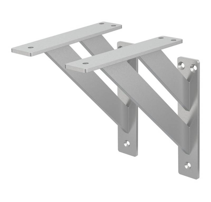 ML-DESIGN Wandregalhalter Regalhalterung aus Aluminium, Regalträger für Wandmontage, 2-tlg., Wandkonsole Silber Regalstütze Wandregal Regalwinkel Regalhalterungen von ML-DESIGN