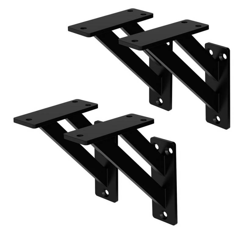 ML-DESIGN Wandregalhalter Regalhalterung aus Aluminium, Regalträger für Wandmontage, 4-tlg., Wandkonsole Schwarz Regalstütze Wandregal Regalwinkel Regalhalterungen von ML-DESIGN