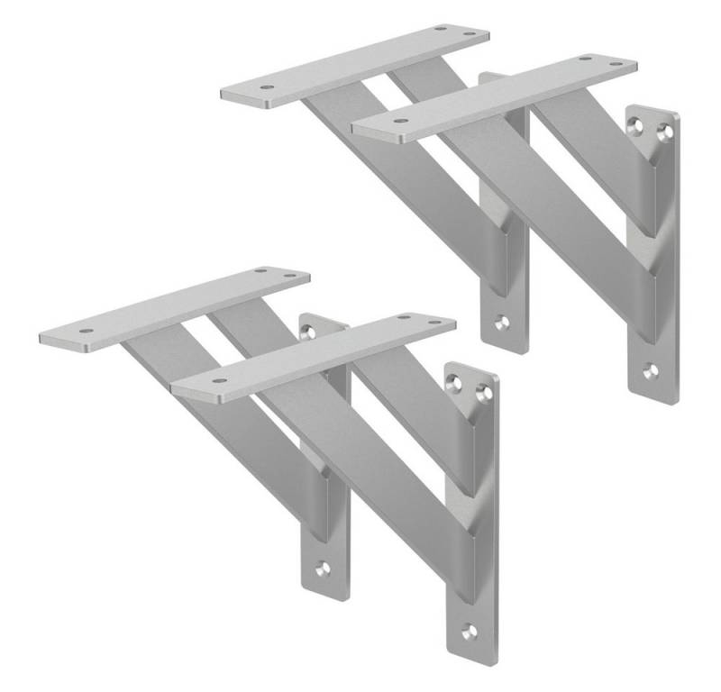 ML-DESIGN Wandregalhalter Regalhalterung aus Aluminium, Regalträger für Wandmontage, 4-tlg., Wandkonsole Silber Regalstütze Wandregal Regalwinkel Regalhalterungen von ML-DESIGN