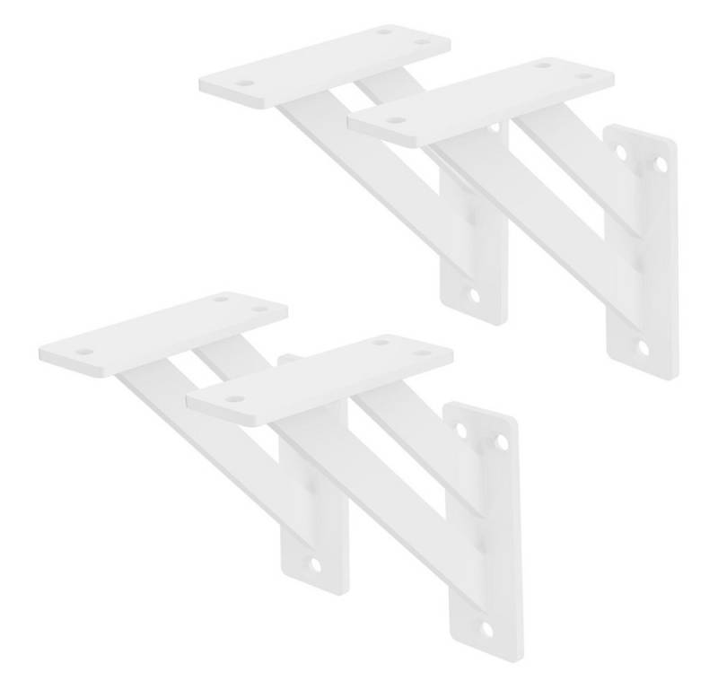 ML-DESIGN Wandregalhalter Regalhalterung aus Aluminium, Regalträger für Wandmontage, 4-tlg., Wandkonsole Weiß Regalstütze Wandregal Regalwinkel Regalhalterungen von ML-DESIGN