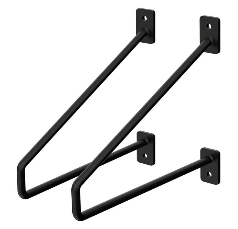 ML-DESIGN Wandregalhalter Regalhalterung aus Stahl, Industrielle Regalträger für Wandmontage, 2-tlg., Haarnadel Wandregal, Schwarz, Wandkonsole Regalwinkel Wandhalterung von ML-DESIGN