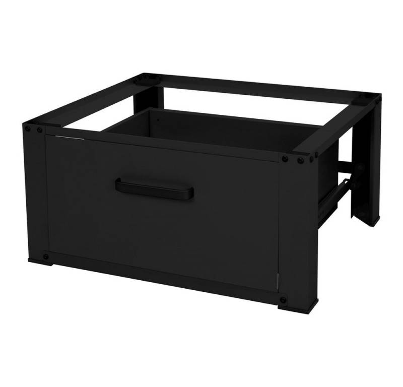 ML-DESIGN Waschmaschinenuntergestell Waschmaschinenzubehör Untergestell Unterbausockel Podest für Trockner, Waschmaschinen Unterbauschublade 63x54x32cm Stahl schwarz von ML-DESIGN