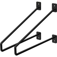 ML-Design 2 Stück Regalhalterung 265 mm, Schwarz, aus Stahl, Haarnadel Regalhalterungen, Schwebe Regalwinkel, Hairpin Wandhalterung, Regalträger für von ML-DESIGN
