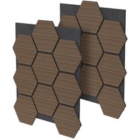 ML-Design 2er Set Akustikpaneele 66x81x2cm für 1m² – Braun, MDF Akustikplatten in Hexagon-Holzoptik, Wandpaneele zur Schalldämmung, Wandverkleidung von ML-DESIGN