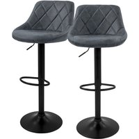 Barhocker 2er Set, Bezug aus Kunstleder, Anthrazit, Gepolsterter Barstuhl mit Rückenlehne und Fußstütze, Tresenhocker höhenverstellbar, 360° drehbar, von ML-DESIGN