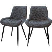 ML-Design 2er Set Esszimmerstühle Esszimmerstuhl mit Rücken- und Armlehnen, Anthrazit, PU-Kunstleder Sitzfläche, Metallbeine, Küchenstühle von ML-DESIGN
