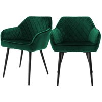 ML-Design 2er Set Esszimmerstühle mit Armlehne und Rückenlehne, Dunkelgrün, Küchenstuhl mit Samtbezug, Polsterstuhl mit Metallbeinen, Ergonomischer ML-Design 2er Set Esszimmerstühle mit Armlehne und Rückenlehne, Dunkelgrün, Küchenstuhl mit Samtbezug, Polsterstuhl mit Metallbeinen, Ergonomischer von ML-DESIGN