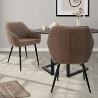 2er Set Esszimmerstuhl mit Rückenlehne, Braun, aus Kunstleder - Ml-design von ML-DESIGN