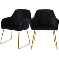 Ml-design - Esszimmerstühle 2er Set, Sitzfläche aus Samt, Schwarz, Wohnzimmerstuhl mit Rücken- und Armlehnen, Küchenstuhl Gold Beine, Polsterstuhl Ml-design - Esszimmerstühle 2er Set, Sitzfläche aus Samt, Schwarz, Wohnzimmerstuhl mit Rücken- und Armlehnen, Küchenstuhl Gold Beine, Polsterstuhl von ML-DESIGN