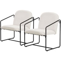 ML-Design 2er Set Sessel Beige, Relaxsessel mit weichem Bezug & schwarzem Stahlgestell, Loungesessel gepolstert mit Arm- und Rückenlehne, von ML-DESIGN
