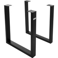 Ml-design - 2er Set Tischgestell 70 x 74 cm in U-Form, Metall, Schwarz, Industrial-Design, Verstellbarer Bodenschutz, Kufengestell für Esstische & von ML-DESIGN