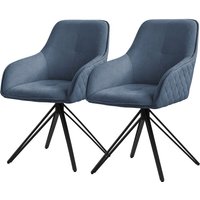 ML-Design 2x Esszimmerstuhl drehbar, Blau, aus Textil Webstoff mit Metallbeine von ML-DESIGN