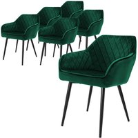 ML-Design 6er Set Esszimmerstuhl mit Rückenlehne, Dunkelgrün, aus Samt von ML-DESIGN