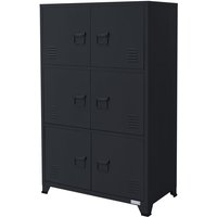 ML-Design Aktenschrank 75x40x120 cm Anthrazit, Stahl, Freistehender Büroschrank 4 Beinen, Metallspind 6 Türen, 3 Innenfächer, Industrial, von ML-DESIGN