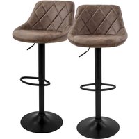Barhocker 2er Set, Bezug aus Kunstleder, Braun, Gepolsterter Barstuhl mit Rückenlehne und Fußstütze, Tresenhocker höhenverstellbar, 360° drehbar, Barhocker 2er Set, Bezug aus Kunstleder, Braun, Gepolsterter Barstuhl mit Rückenlehne und Fußstütze, Tresenhocker höhenverstellbar, 360° drehbar, von ML-DESIGN