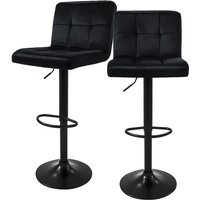 ML-Design Barhocker 2er Set, Bezug aus Samt, Schwarz, Gepolsterter Barstuhl mit Rückenlehne und Fußstütze, Tresenhocker höhenverstellbar 63-83cm, ML-Design Barhocker 2er Set, Bezug aus Samt, Schwarz, Gepolsterter Barstuhl mit Rückenlehne und Fußstütze, Tresenhocker höhenverstellbar 63-83cm, von ML-DESIGN
